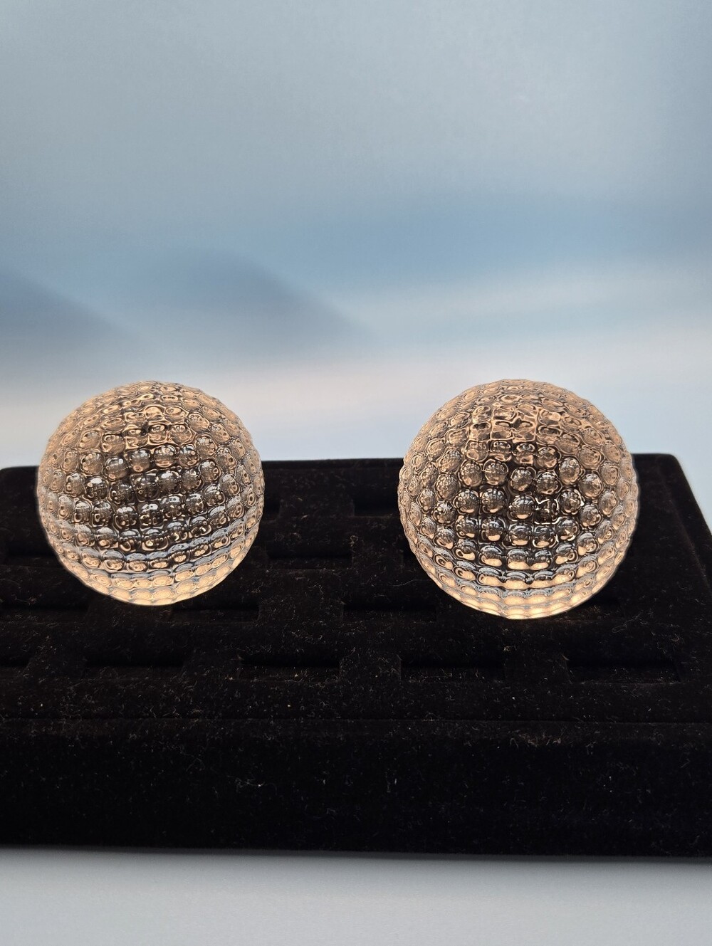 Clear Glass Golf Ball Paperweights Set Of 2